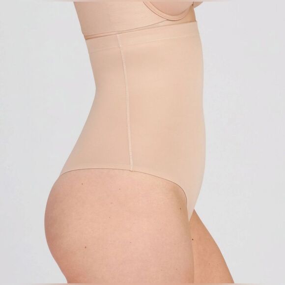EUC ASSETS by SPANX Women's Flawless Finish High-Waist Shaping Thong Beige SZ L - Picture 3 of 11